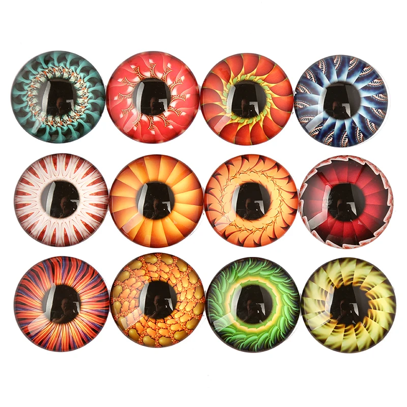 reidgaller mix fractal eyes photo round dome glass cabochon 12mm 20mm 25mm 10mm 30mm 16mm diy flat back jewelry making findings