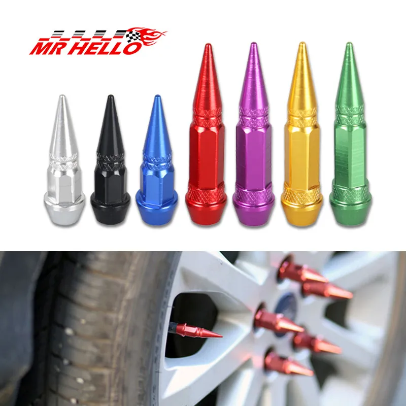 

Racing 4PC Car Auto Bike Spike Shape Tire Tyre Dust-proof Wheel Stem Aluminum Alloy Valve Cap