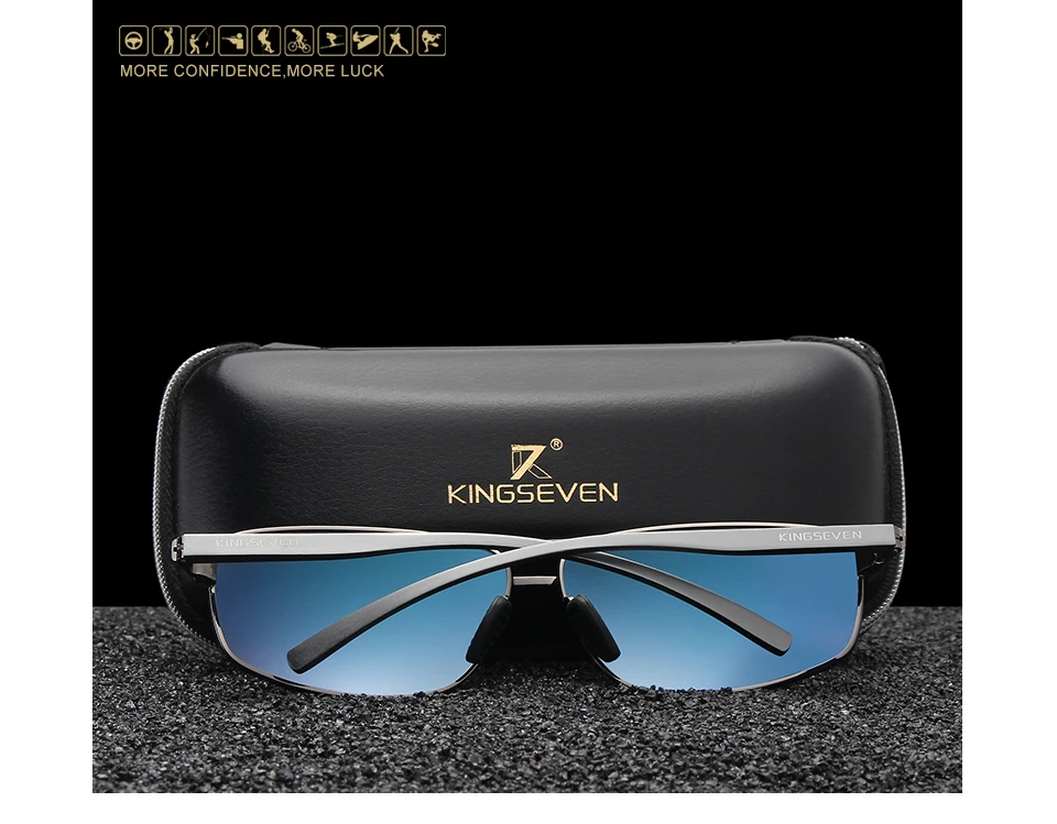 KINGSEVEN Vintage Retro Marken-Designer Polarisierte Sonnenbrille für Herren, Quadratische Klassische Herren-Sonnenbrille UV400 N7088 – Detail 2