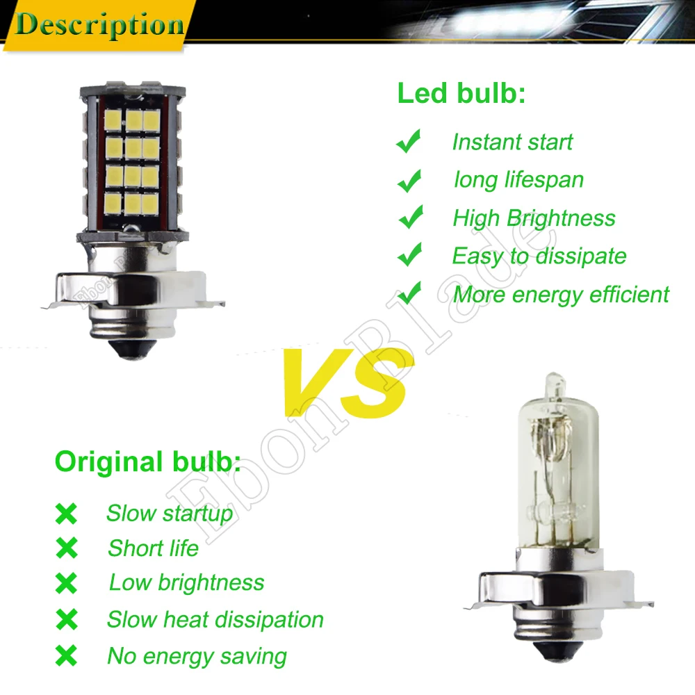 1Pcs P26S S3 6V 12V Motorbike Motorcycle LED Headlight Bulb 56SMD White 6000K Scooter Moped ATV UTV Moto Front Head Light Lamp