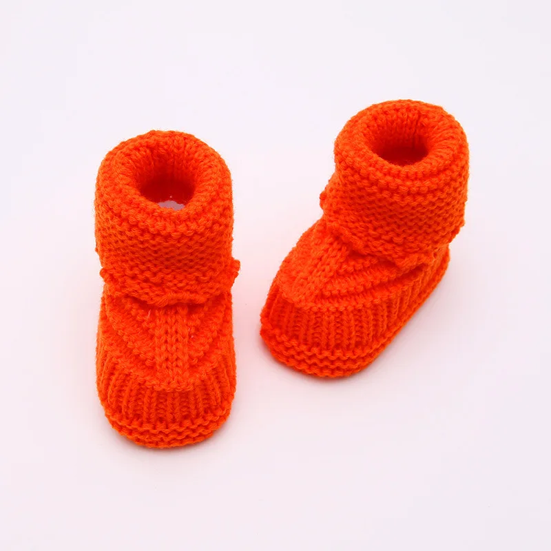 Newborn Baby Toddler Shoes 0-1 Year Old Baby Shoes Handmade Knitted Wool Shoe Hair Socks Embroidery Cartoon Bbaby First Walkers