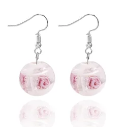 QIANBEI Mix Color Hand-made Murano Glass Women's Romatic Summer Elegant Classic Dangle Rose Flower Earrings