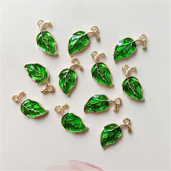 10 pcs/lot Alloy Cute Little Green Leaf Pendant Buttons Ornaments Jewelry Earrings Choker Hair DIY Jewelry Accessories Handmade