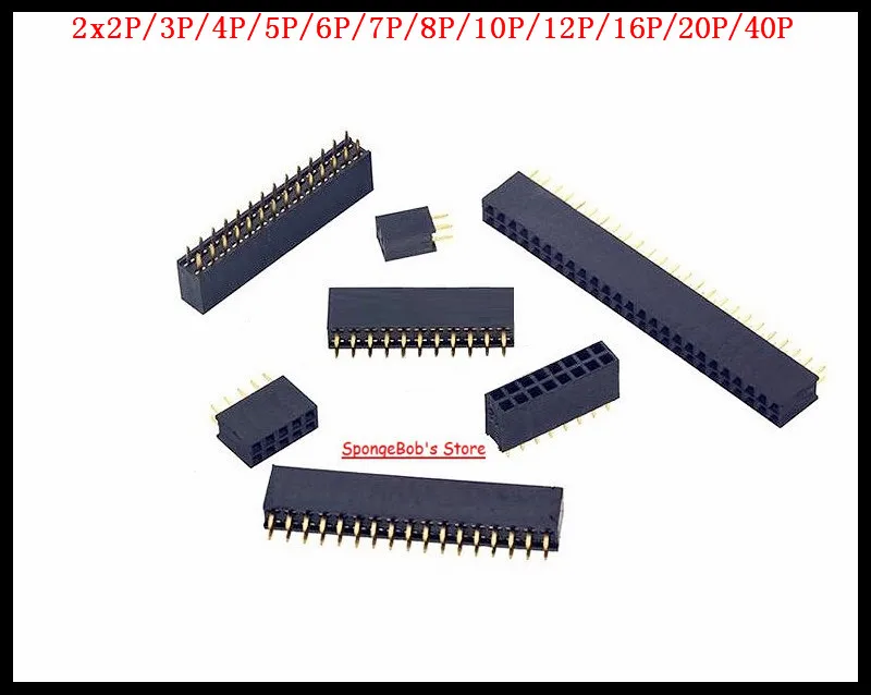 5-20pcs/Lot Pin Connector 2 x 8P / 10P / 12P / 16P / 20P / 40P Double Row Pin Female Header Socket Pitch 2.54mm