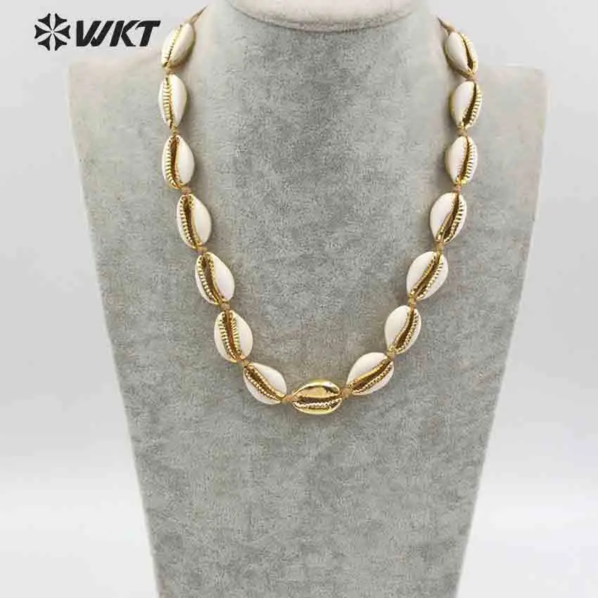 

WT-JN038 Handmade Cowrie Shell Choker Necklace With Cord Closure Summer Sea Side Jewelry Bohemia Gift For Female Women