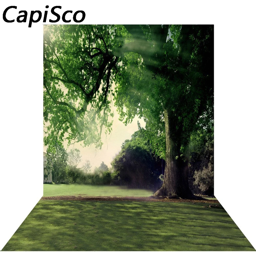 Fondo de fotografía de Capisco, árbol de primavera natural, hierba, flor, sol, fondo para sesión fotográfica, estudio fotográfico