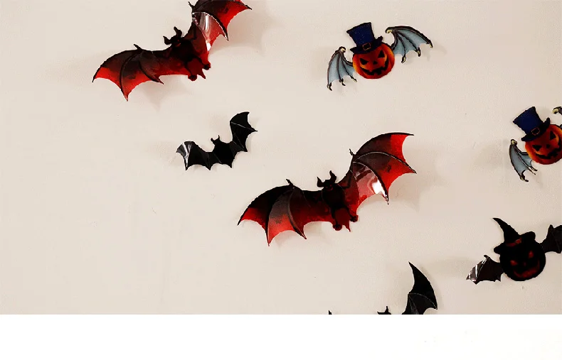 Neue 12 Teile/satz Bat Wand Aufkleber Für Halloween Dekoration Kinder Zimmer Dekor Jungen Geschenk 3D Kürbis Fledermaus Wand Kunst Lustige aufkleber – Detail 5