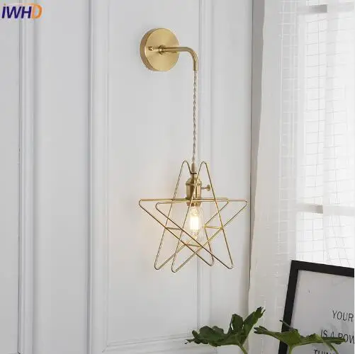 

IWHD Nordic Copper LED Wall Lamp Glass Lampshade Wall Light Retro Wandlamp Fixtures For Home Lighting Living Room Bedside Sconce