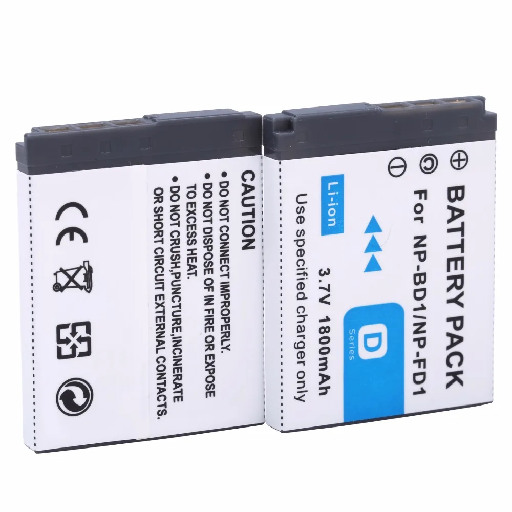 Hot selling 3pcs 1800mAh NP-BD1 BD1 NP-FD1 Li-ion Battery for Sony DSC-T2 T70 T77 T90 Camera