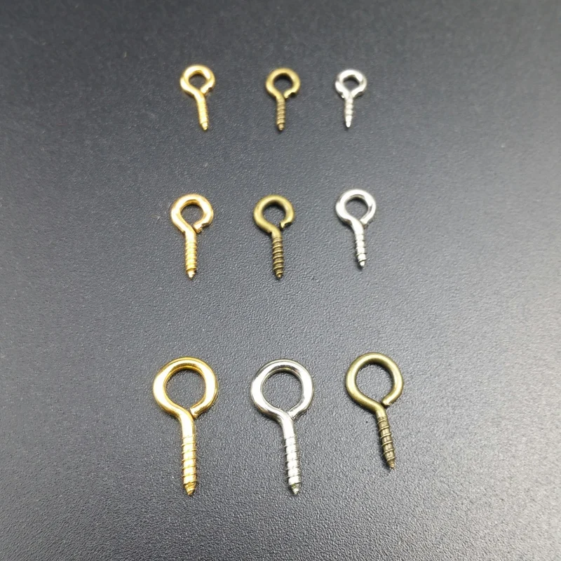 100pcs/lot 8*4mm 3colors Metal Screw Eye Pins For Pendant Iron Screw Eye Hooks Clasps Fit Drilled Beads Diy Jewelry Making