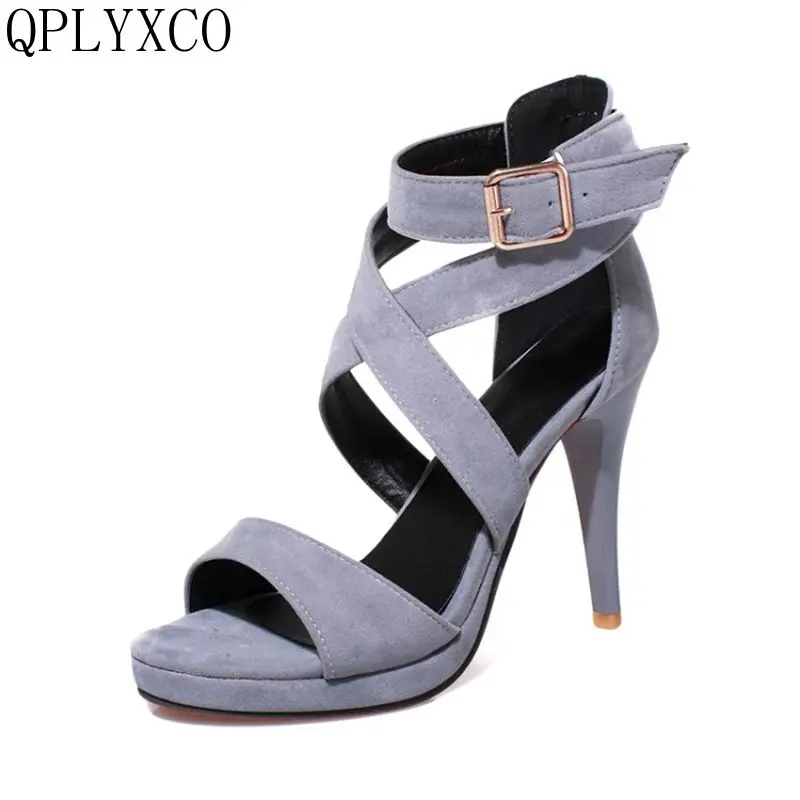 

QPLYXCO 2018 Summer Elegant Style Sandals fashion Big & Small Size 31-48 women thin High Heels (10CM) wedding Party shoes 8675