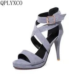 QPLYXCO 2018 Estate Elegante Stile Sandali di modo Big & Small Size 31-48 donne sottili Tacchi Alti (10 CM) scarpe da Festa di nozze 8675