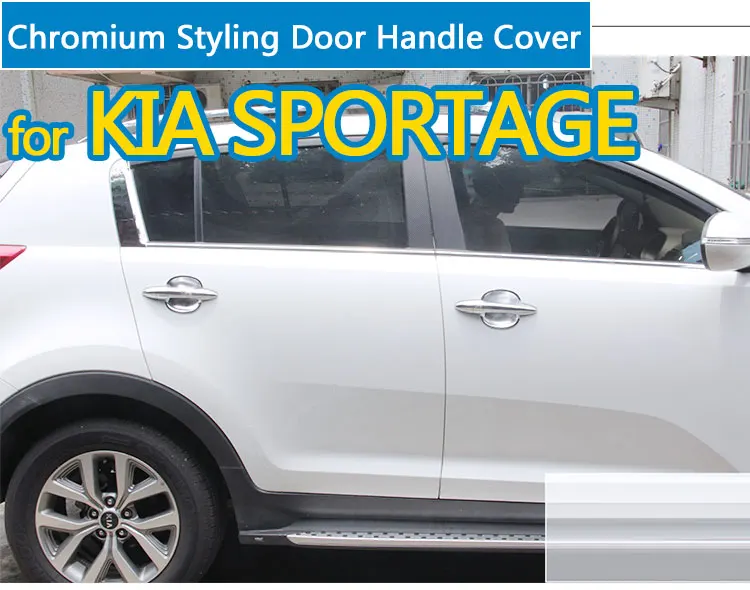 Capas de maçaneta cromadas para Kia Sportage, guarnição de 4 portas, adesivos, acessórios de estilo de carro, 2010, 2011, 2012, 2013, 2014, 2015