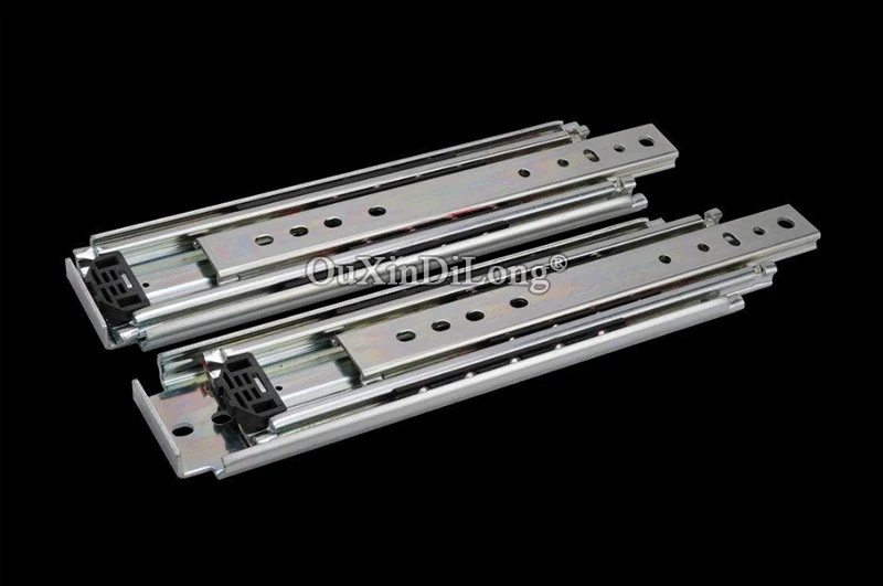 1Pair Heavy Duty 3 Fold Telescopic Steel Ball Bearing Drawer Slides Industrial Machinery Rails Slides Side Mounting Load 220KG