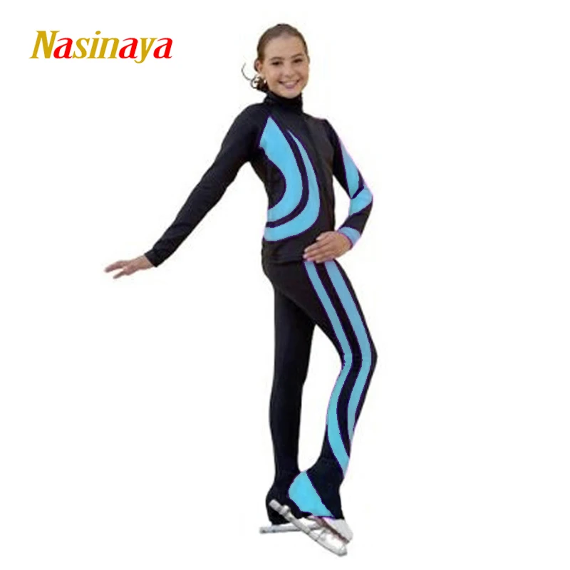 Figure Skating Training Suit Girl Show Jacket Set Black Thin Nylon Spandex  Skating Roller Clothes For Women