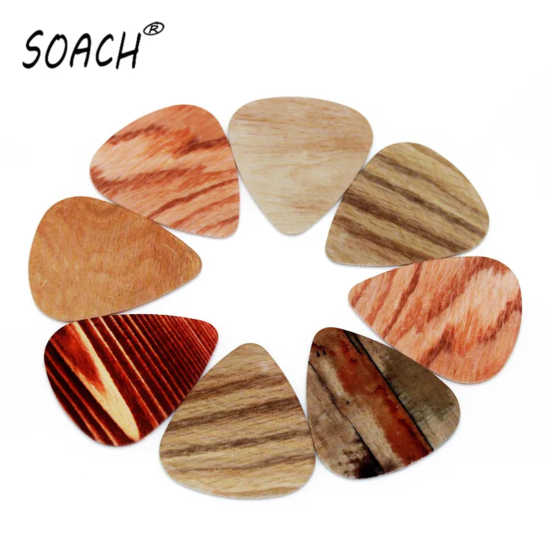 SOACH-púas de guitarra de grano de madera, grosor de 0,71mm, correa de guitarra, espesor de 0,46mm, 1,00mm, 10 Uds.