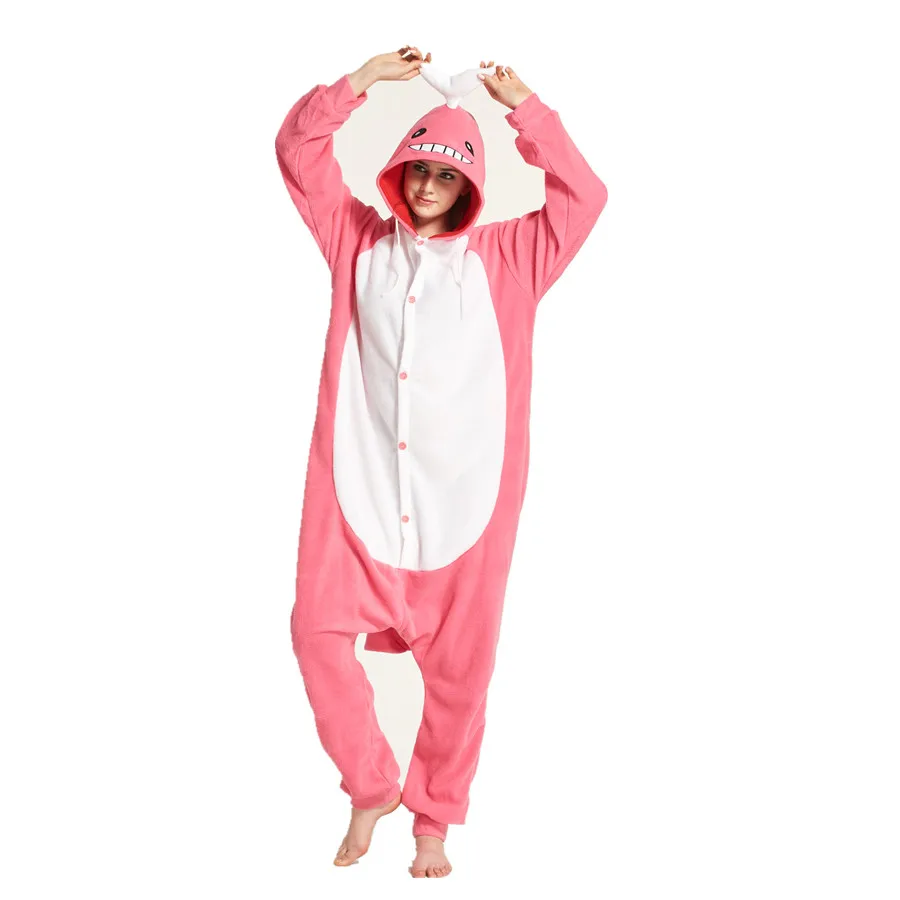 

Adults Polar Fleece Animal Pink Whale Kigurumi Women's Men's Onesies Pajamas Cosplay Costume for Halloween and Carnival Party