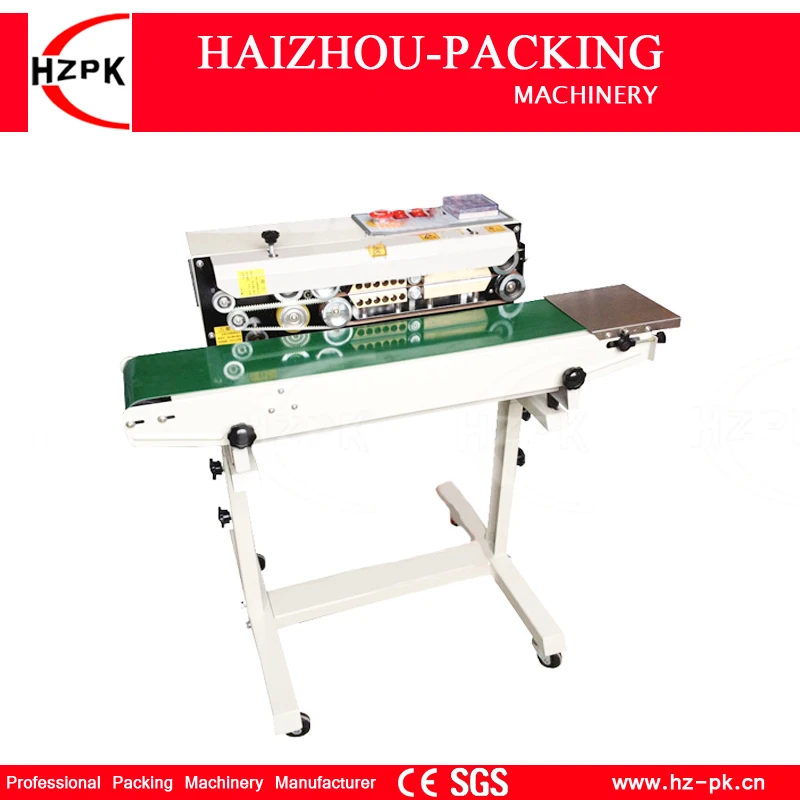 HZPK Automatic Vertical Type Stainless Iron Body With Spray Sealer Continuous Plastic Film Sealing Machine With Conveyor FR770