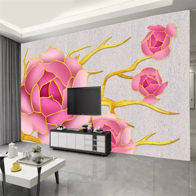 

Custom Nordic wallpaper modern minimalist texture 3d floral TV background wall decoration - high-grade waterproof material