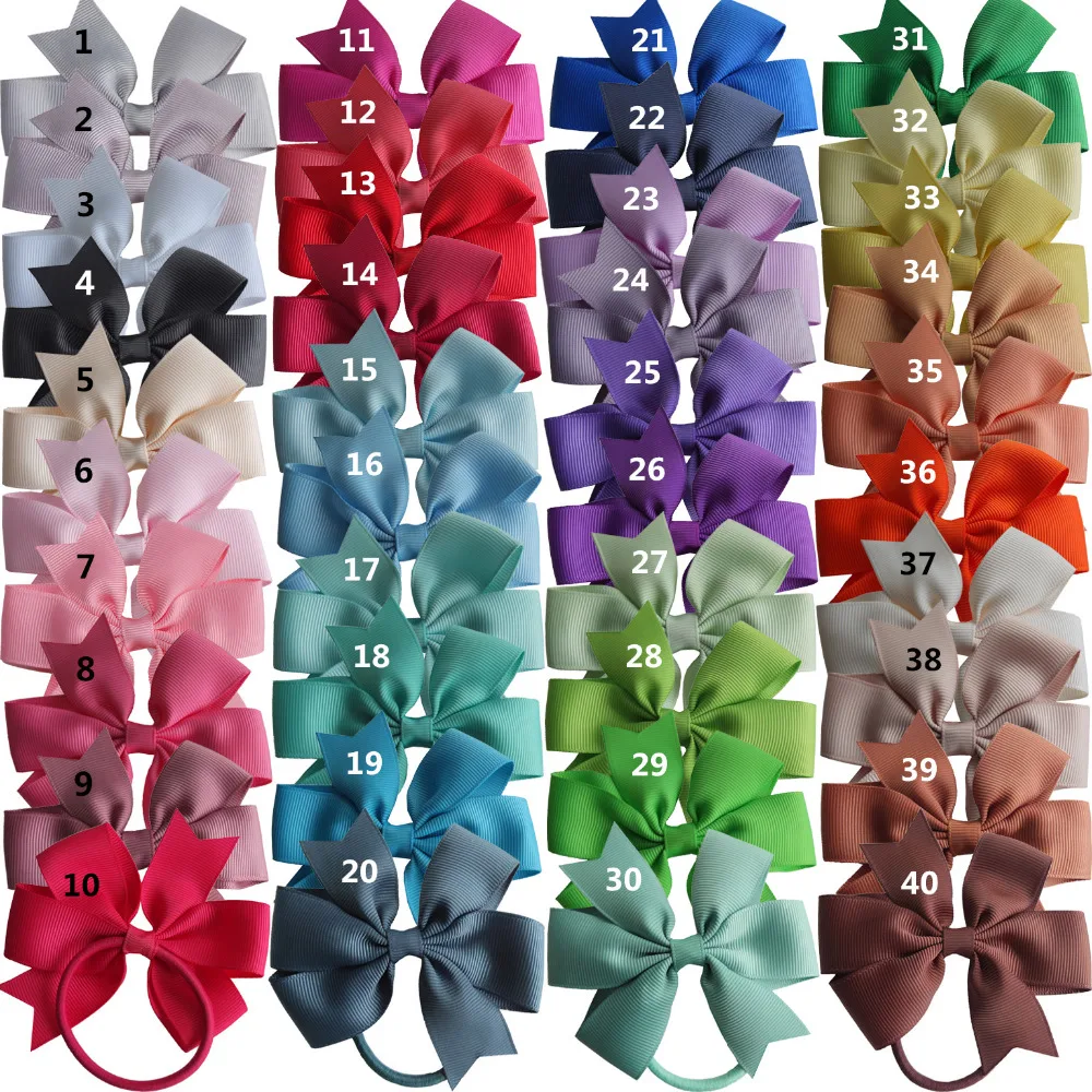 

40pcs 3.5'' Hair Bow with Elastic Bands Pinwheel Hairbow Kids Girls Hair Accessories PonyTail Holder Hair bands Dovetail bows