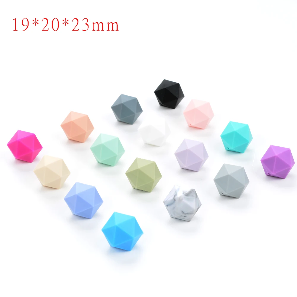 LOFCA Silicone Beads Icosahedron 10pcs Teether Teething Baby Jewelry Necklace Hexagon Teether DIY Soft Food Grade BPA Free