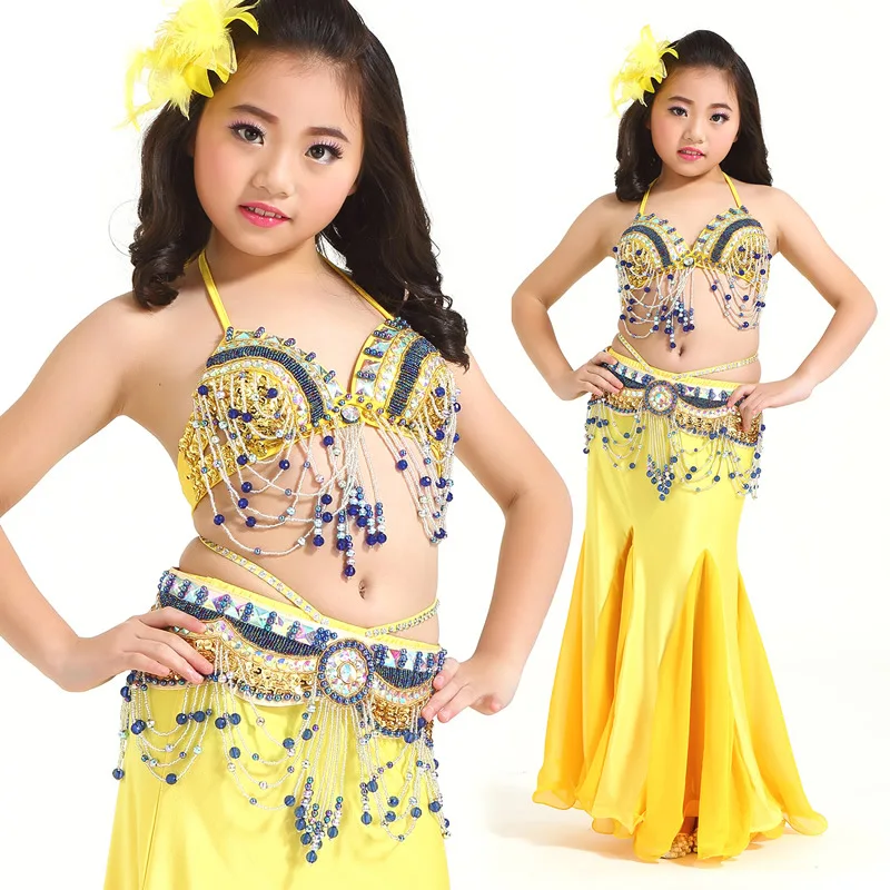 Kids Child Belly Dance Costume Oriental Dance Costumes Bellydance Dancer Clothes Bollywood Indian Dance Dress For Girls 3PCS/SET