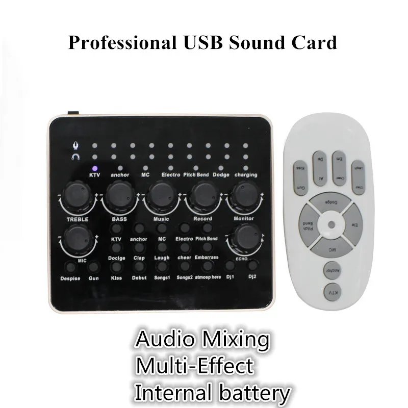 

Professional USB Sound Card Plug Play USB Audio Interface External Computer PC Phone Sound Card for Recording Microphone Guitar