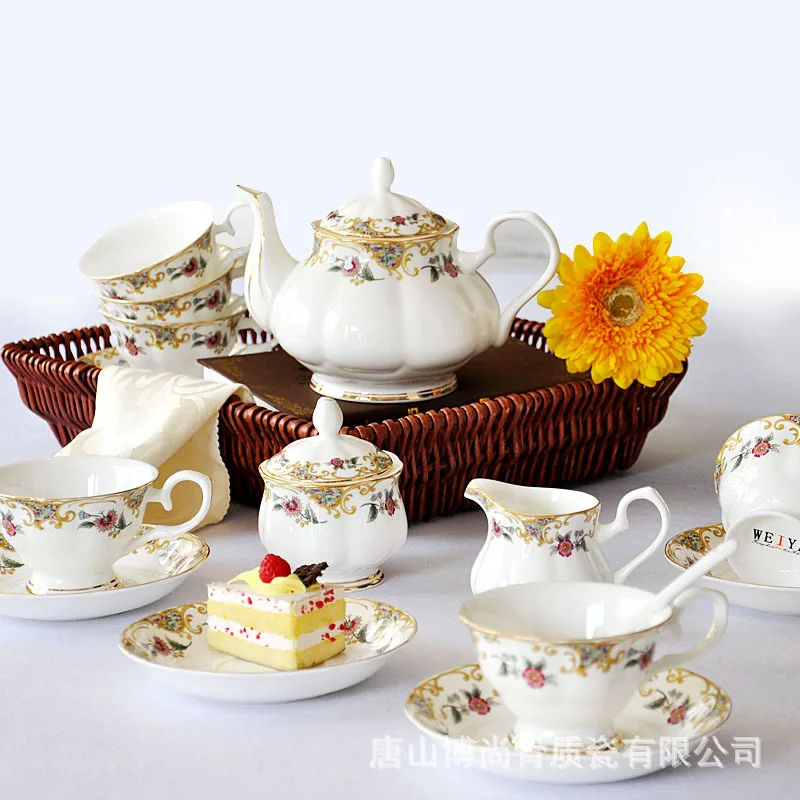 

Tangshan high-grade bone china coffee suit European bone china coffee tea set