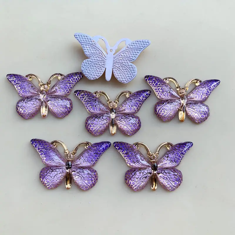 Flat Back Resin Butterfly Flower Animals Flat Back Cameo Cabochon For Jewelry Making Wholesale 23*38mm 10pcs -B276