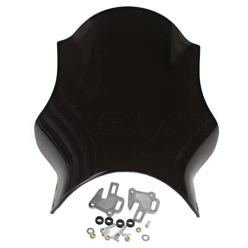 

Universal Motorcycle Windshield Windscreen Round Lights Street Bike Glass As For Honda Yamaha Kawasaki Suzuki Smoke