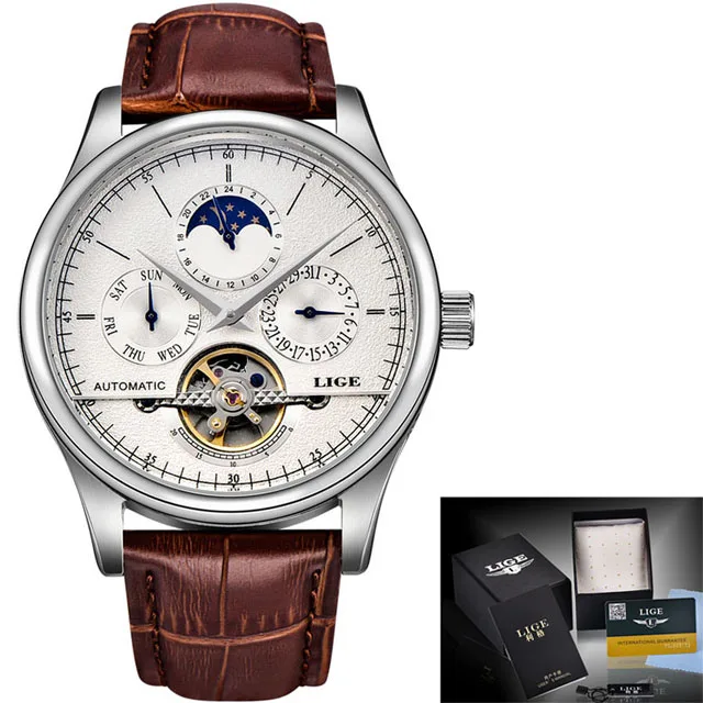Men's Classic Retro Automatic Mechanical Watch, Leather Band