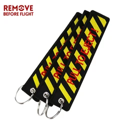 3PCS Pull To Eject Embroidered Keychain Remove Before Flight Car KeyRings Motorcycle llaveros KeyChains Fobs OEM Key Holder