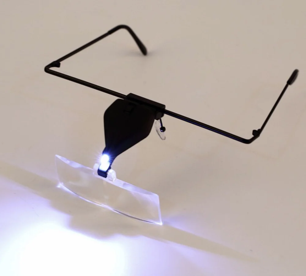 LED Light Magnifying Glasses Hands Free Magnifier Portable Tools For Reading Book Newspaper Drawing Handicraft Tailoring