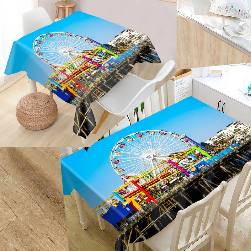 

New Arrival Ferris Wheel Table Cloth Oxford Fabric Waterproof Oilproof Table Cover For Wedding Children Party Decoration Cover