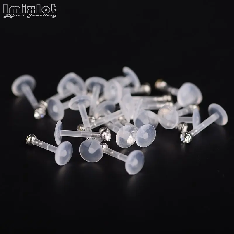 10Pcs Bioplast Flexible Labret Lip Ring Ear Helix Tragus Cartilage Studs Piercing Mixed Color Body Piercing Jewelry