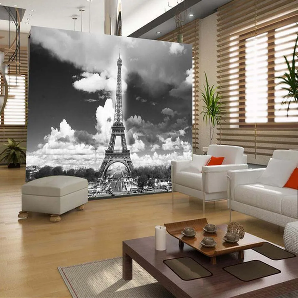 

France Eiffel Tower Wall Mural HD Printed paper Living RoomHallway Murals Paper Painting Oil papel mural 3d