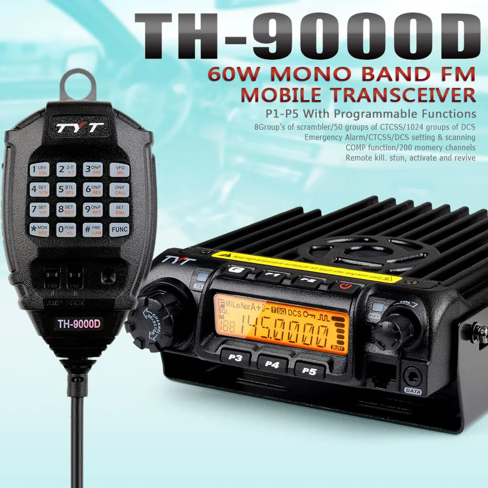 

Brand New 60W 200CH 136-174MHz Scrambler VHF TYT Mobile Transceiver TH-9000D