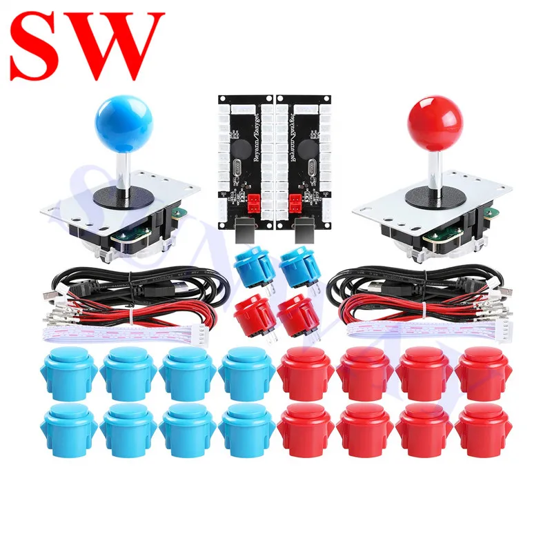 

2-Player DIY Arcade Joystick Kits With 20 Arcade Push Buttons + 2 Joysticks + 2 USB Encoder Kit + Cables Arcade Game Parts Set