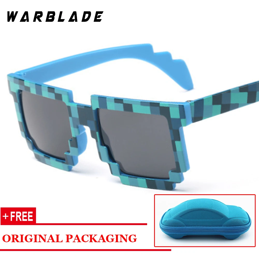 Hot Kids Sunglasses Creeper Glasses Mosaic Sports Goggles Glasses Boys Girls Pixel Square Eyewares with box