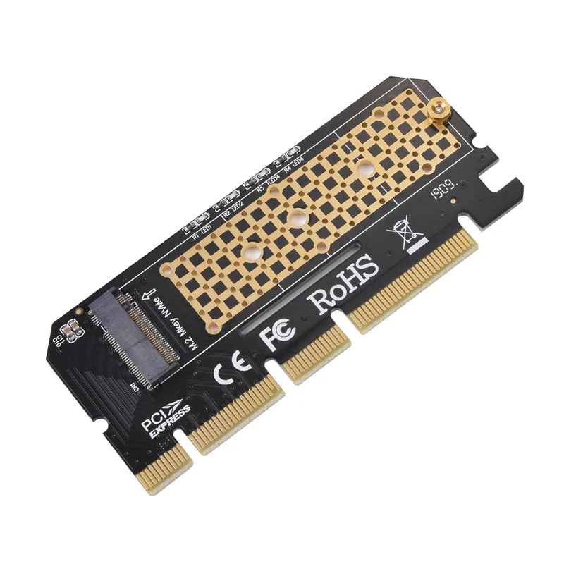 Add On Card PCIE to M2 Adapter LED Expansion Card Computer Adapter Interface M.2 NVMe SSD NGFF To PCI Express 3.0 X4 X8 X16 Card