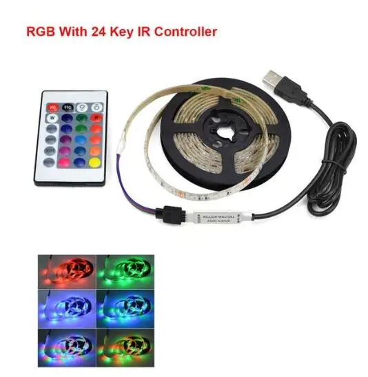 

3528 USB LED Strip Light 5V Color Changing String Tape Ribbon Waterproof White/ Warm 1M 2M 3M 4M 5M RGB RF Or IR Controller DIY