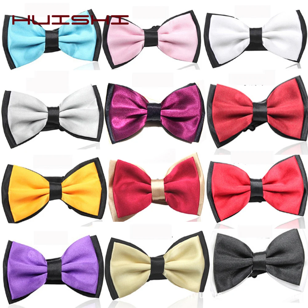 HUISHI Black Red Tie Men\'s Bow Wedding Colorful Decoration Neck Bow Tie For Men Adjustable Party Tie Two Tone Butterfly For Gift