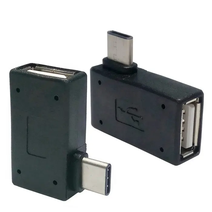 USB-C Type C to USB 2.0 Female OTG Adapter Connector Right & Left Angled 90 Degree for Macbook & Chromebook