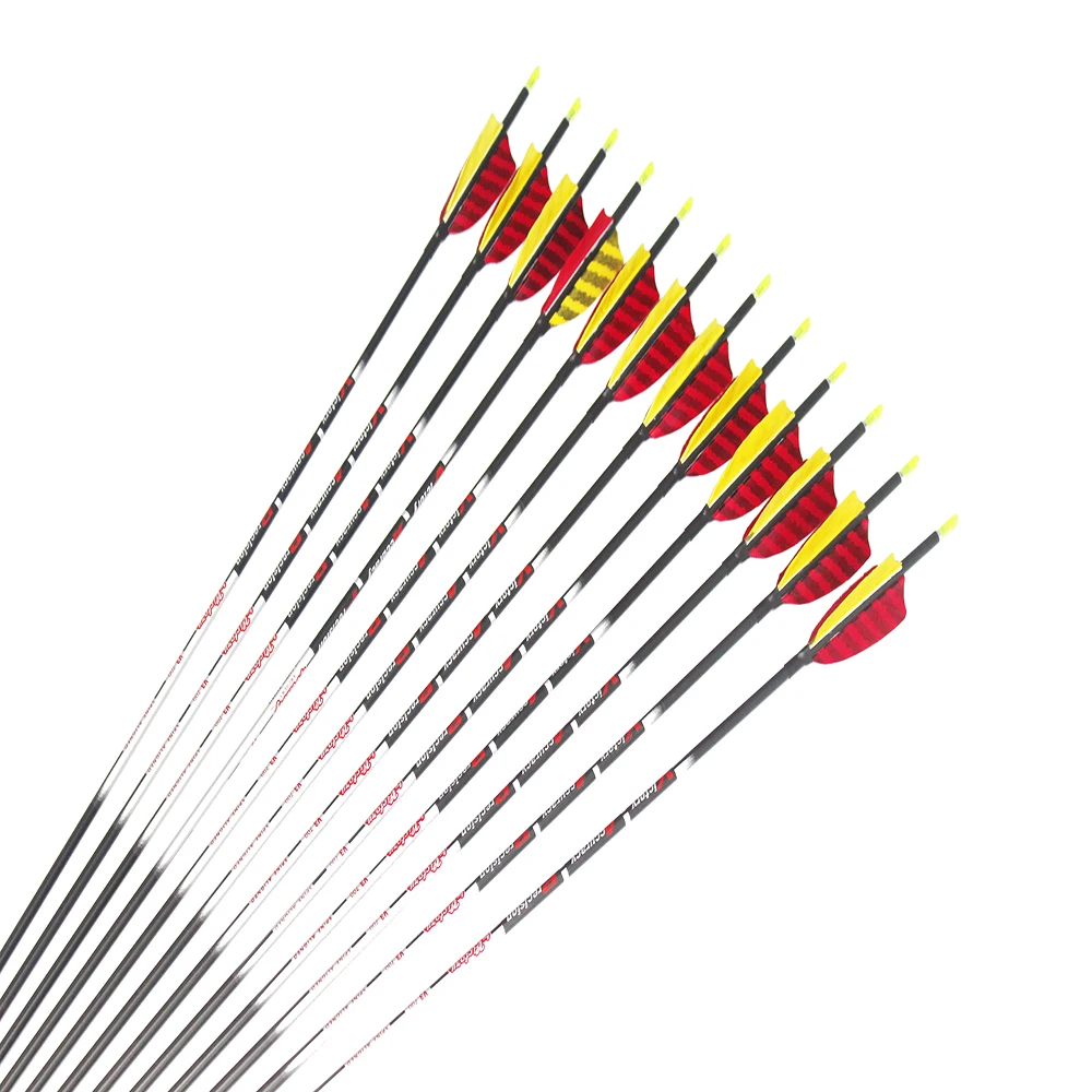 12pcs Carbon arrow Spine350/400 ID4.2 with Pin Nock target point 3/4/5