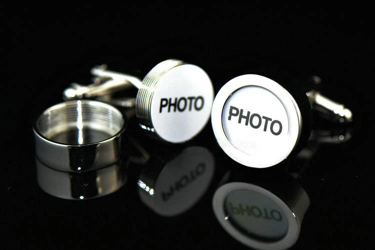 Men\'s Fashion Cufflink Functional Photo Frame Design Round Photo Holder Cufflinks Wholesale
