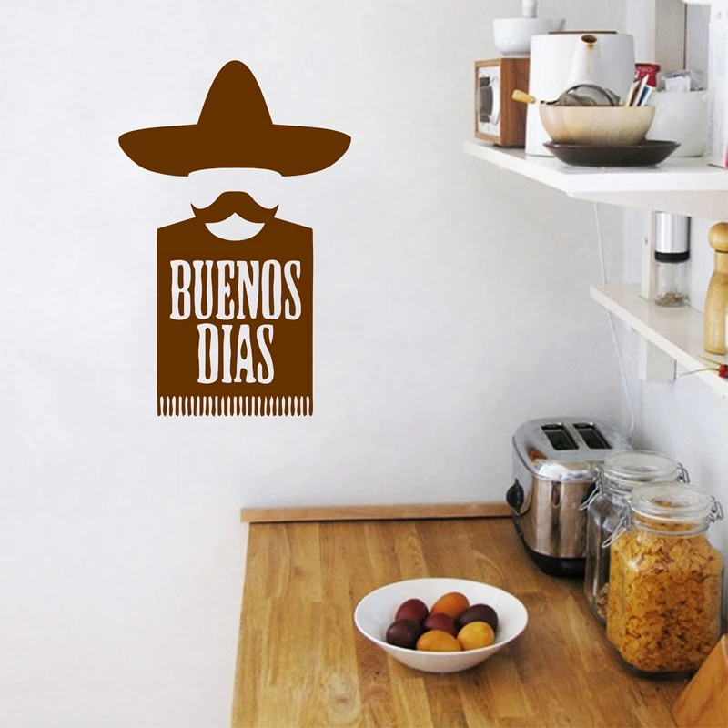 Buenos Dias Mexican Kitchen Food Wall Stickers Vinyl Decal Room Home Art Decor Decal Mural Decorations