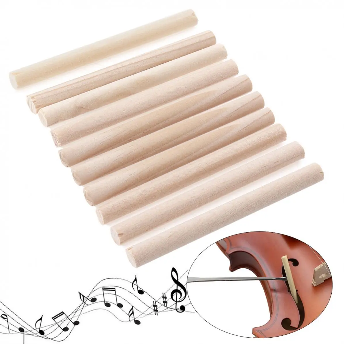 10pcs/lot Spruce Wood Violin Sound Post for 3/4 & 4/4 Violin