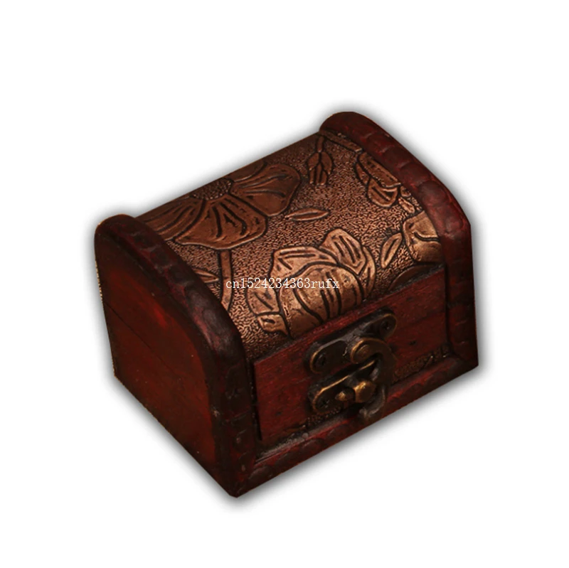 100 Pcs Jewelry Boxes Small Jewelry Chest Boxes Vintage Treasure Boxes Wooden Flower Pattern Jewelry Case Home Decoration