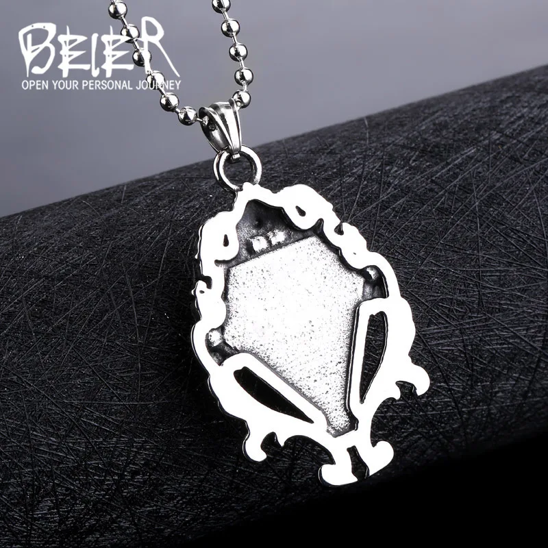 Beier new store 316L stainless  steel Pendant Necklace men women magic mirror blue stone fashion Jewelry LLBP8-141P