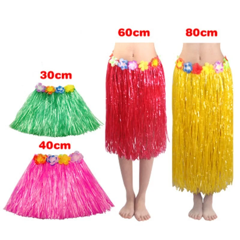 Plastic Fibers Women Grass Skirts Hula Skirt Hawaiian Costumes 30CM/40/CM60CM/80cm Ladies Dress Up Festive & Party Supplies